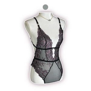 Y2k sexy pink floral black lace bodysuit